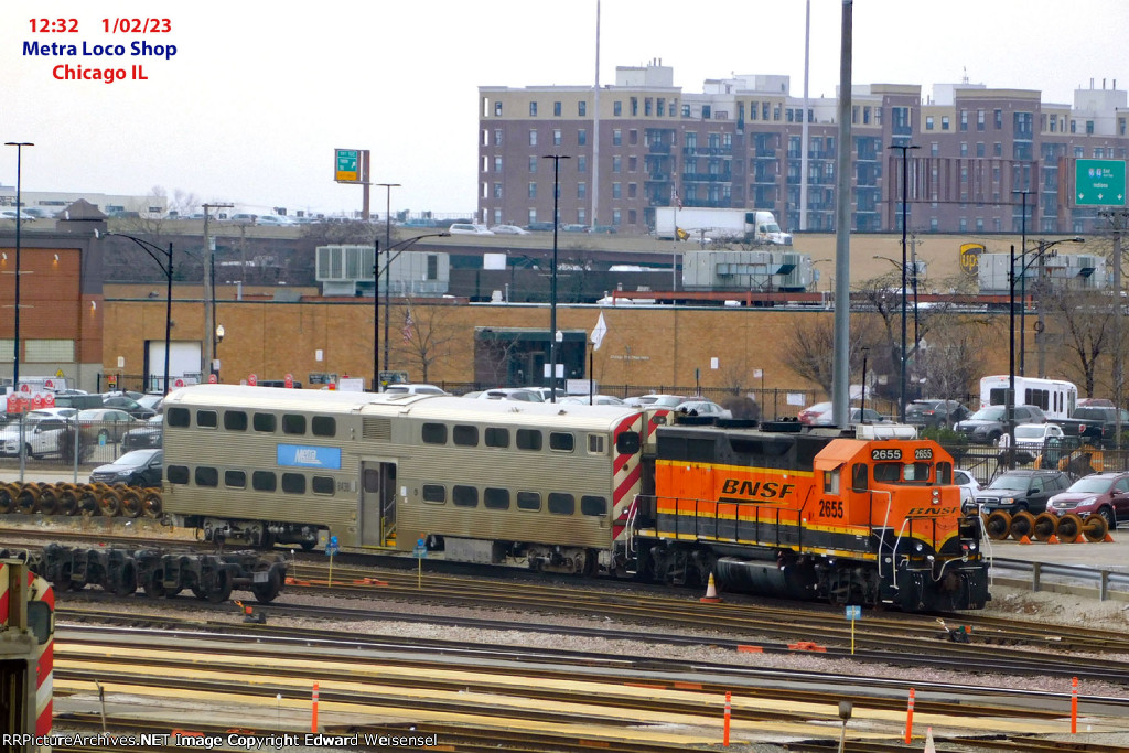 An orange "goat" outside the Metra service shop